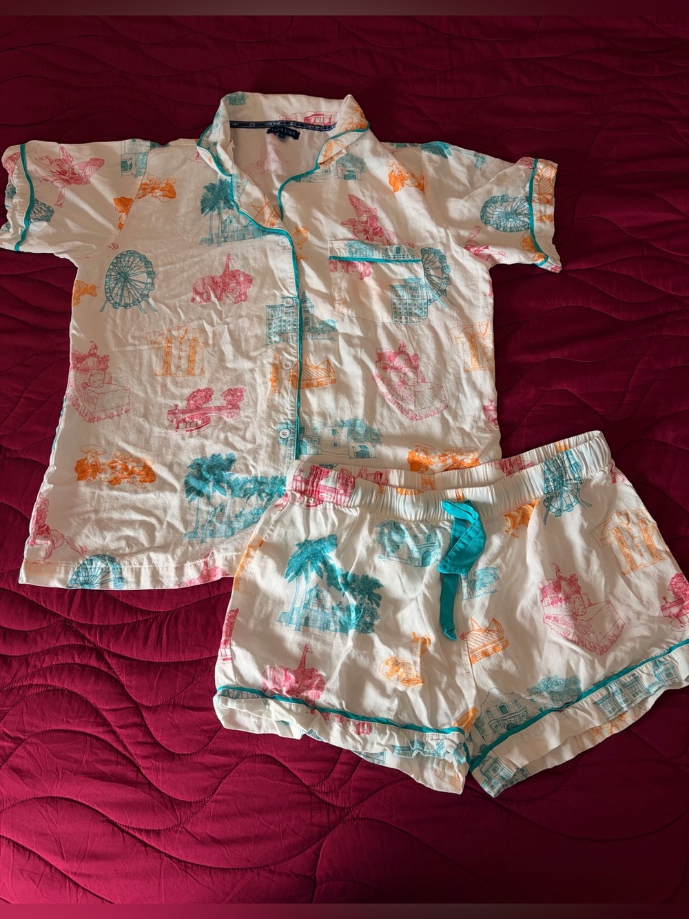 Katie Kime San Antonio Toile Pajama Shorts Set